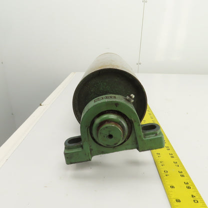 6.4" OD x 16-5/8" Crowned Face Conveyor Tail Drum Roller W/ Pillow Blocks