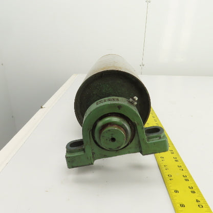 6.4" OD x 16-5/8" Crowned Face Conveyor Tail Drum Roller W/ Pillow Blocks