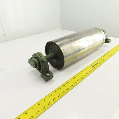 6.420" OD x 16-3/4" Crowned Face Conveyor Tail Drum Roller W/ Pillow Blocks