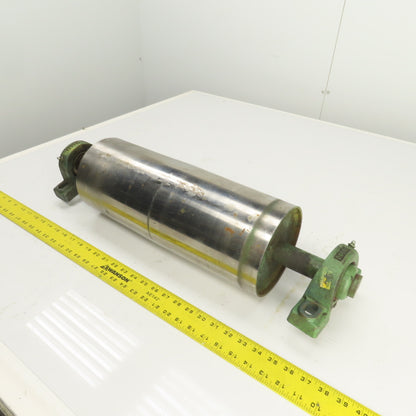 6.420" OD x 16-3/4" Crowned Face Conveyor Tail Drum Roller W/ Pillow Blocks