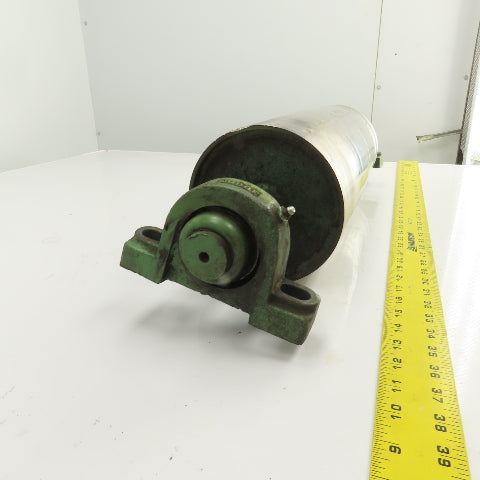 6.420" OD x 16-3/4" Crowned Face Conveyor Tail Drum Roller W/ Pillow Blocks