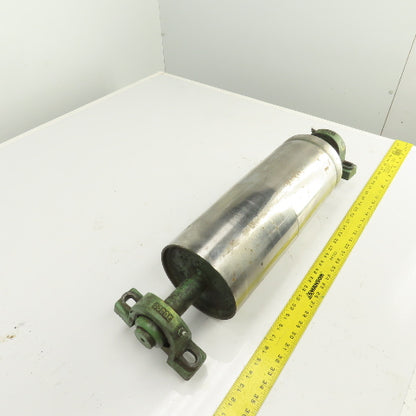 6.420" OD x 16-3/4" Crowned Face Conveyor Tail Drum Roller W/ Pillow Blocks