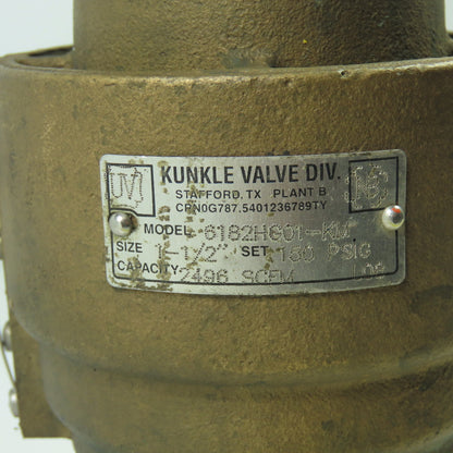 Kunkle 6182HG01-KM 150PSI Safety Relief Valve 1-1/2"