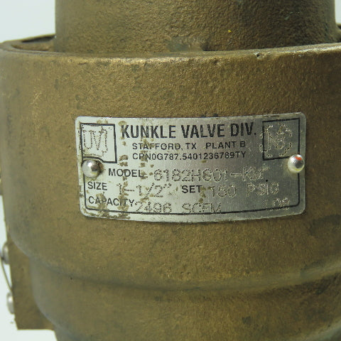 Kunkle 6182HG01-KM 150PSI Safety Relief Valve 1-1/2"
