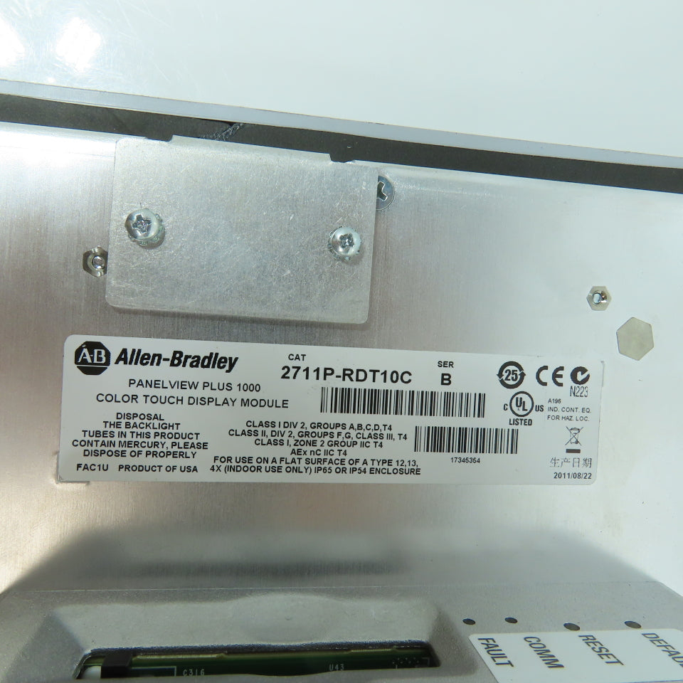 Allen Bradley 2711P-RDT10C PanelView 1000 Display 2711PC-T10C4D1 W/ 2711PC-RP1