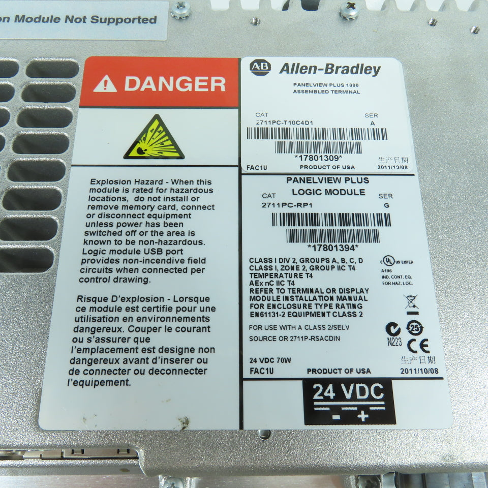 Allen Bradley 2711P-RDT10C PanelView 1000 Display 2711PC-T10C4D1 W/ 2711PC-RP1