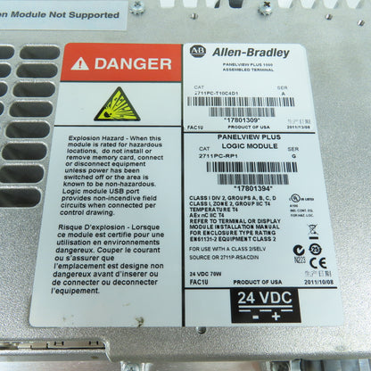 Allen Bradley 2711P-RDT10C PanelView 1000 Display 2711PC-T10C4D1 W/ 2711PC-RP1