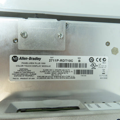 Allen Bradley 2711P-RDT10C PanelView 1000 Display 2711PC-T10C4D1 W/ 2711PC-RP1