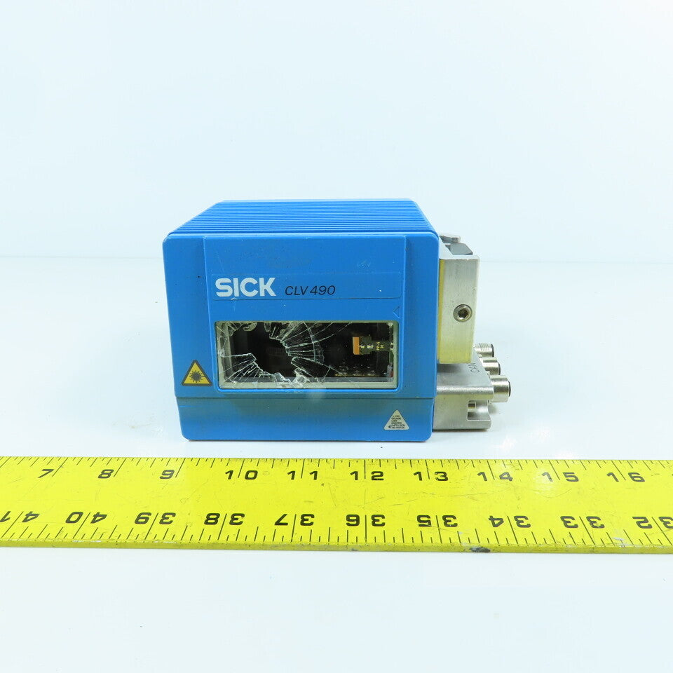 Sick CLV490-0010 CLV 490 Fixed Mount Barcode Scanner W/ 2023599 (Broken Glass)