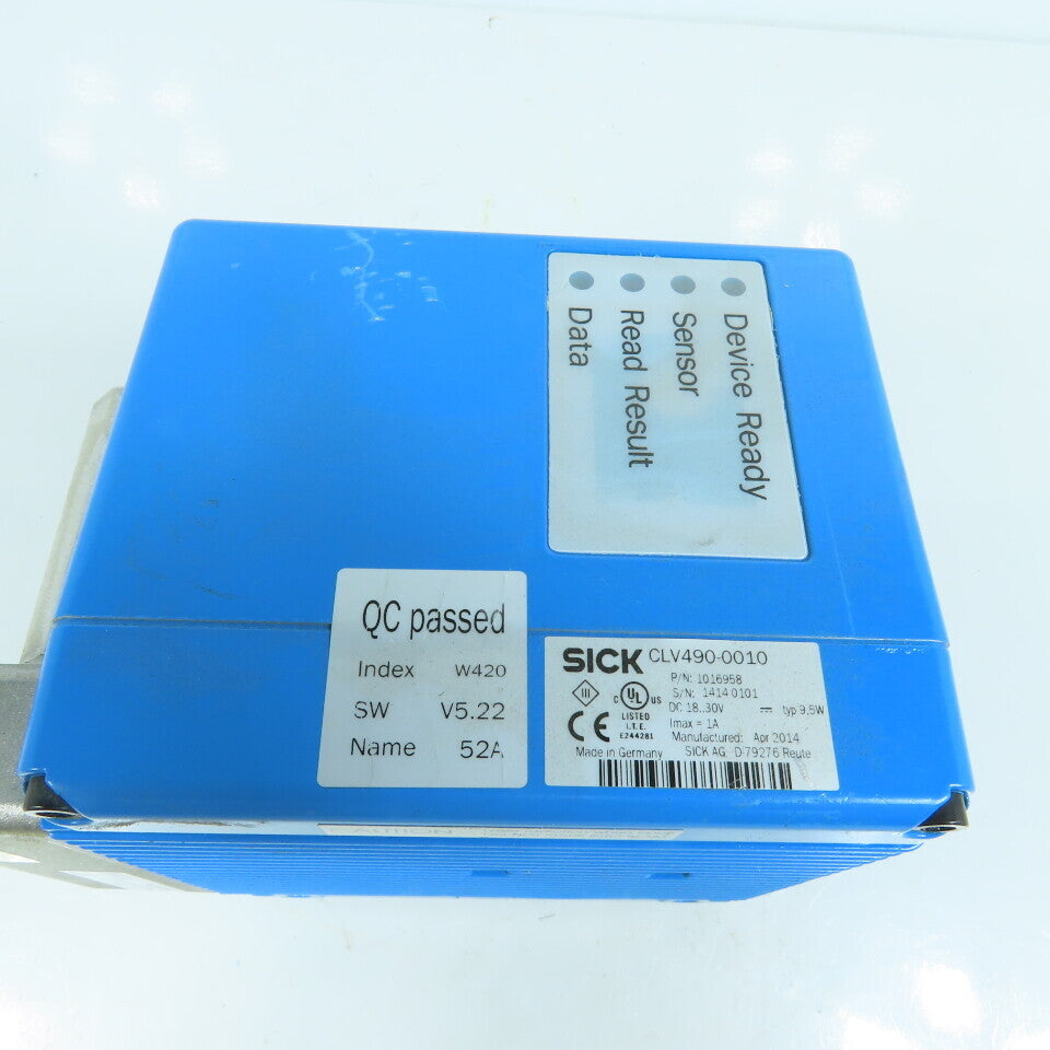 Sick CLV490-0010 CLV 490 Fixed Mount Barcode Scanner W/ 2023599 (Broken Glass)