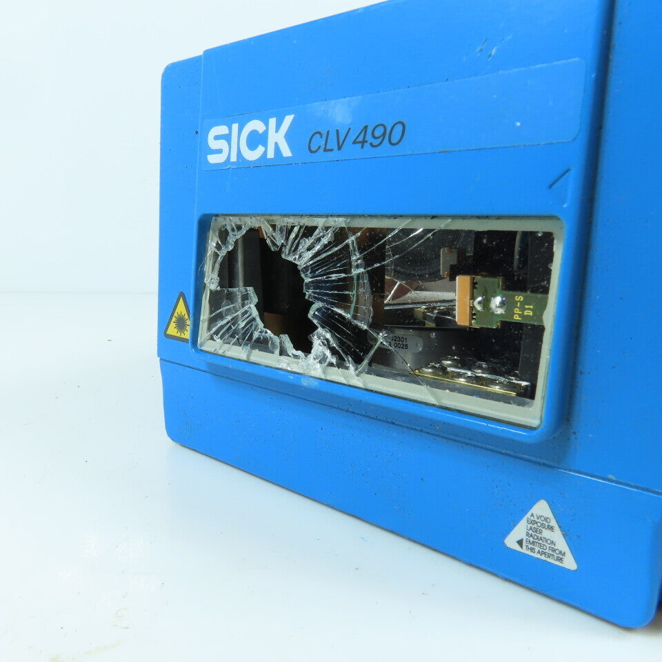 Sick CLV490-0010 CLV 490 Fixed Mount Barcode Scanner W/ 2023599 (Broken Glass)
