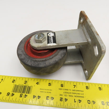 Hamilton 4NR 4" x 1-1/2" Rubber Over Cast Iron Plate Mount Rigid Caster Lot Of 2