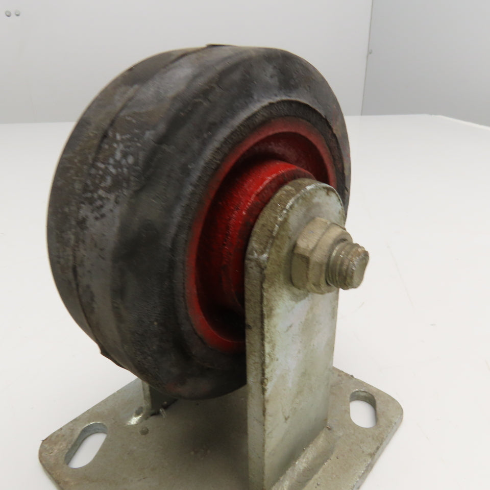 Hamilton 4NR 4" x 1-1/2" Rubber Over Cast Iron Plate Mount Rigid Caster Lot Of 2