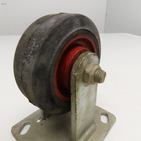 Hamilton 4NR 4" x 1-1/2" Rubber Over Cast Iron Plate Mount Rigid Caster Lot Of 2