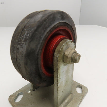 Hamilton 4NR 4" x 1-1/2" Rubber Over Cast Iron Plate Mount Rigid Caster Lot Of 2