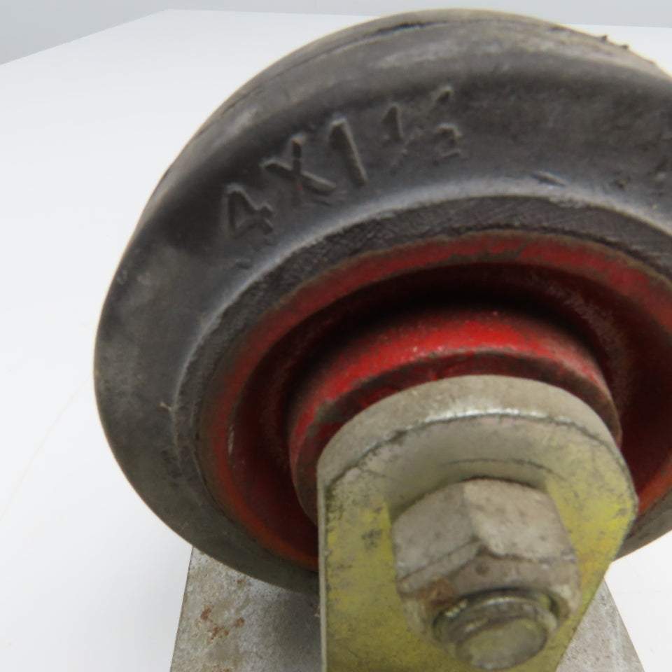Hamilton 4NR 4" x 1-1/2" Rubber Over Cast Iron Plate Mount Rigid Caster Lot Of 2
