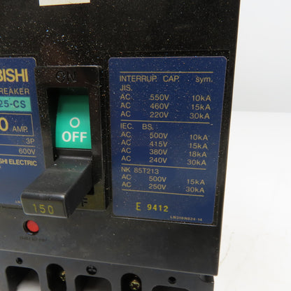 Mitsubishi NF225-CS 600V 150A 3P No Fuse Circuit Breaker