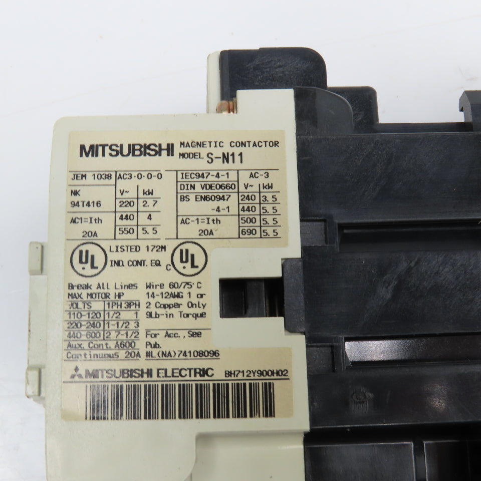 Mitsubishi S-N11 TH-N12 600V 5.5kW Contactors 1-1.6A 5.2-8A Trip Range Lot Of 2