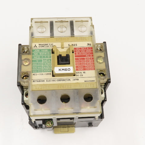 Mitsubishi S-K65 600V 30kW Magnetic Contactor 200-240V Coil