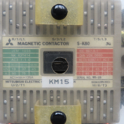Mitsubishi S-K80 600V 45kW Magnetic Contactor 200-240V Coil