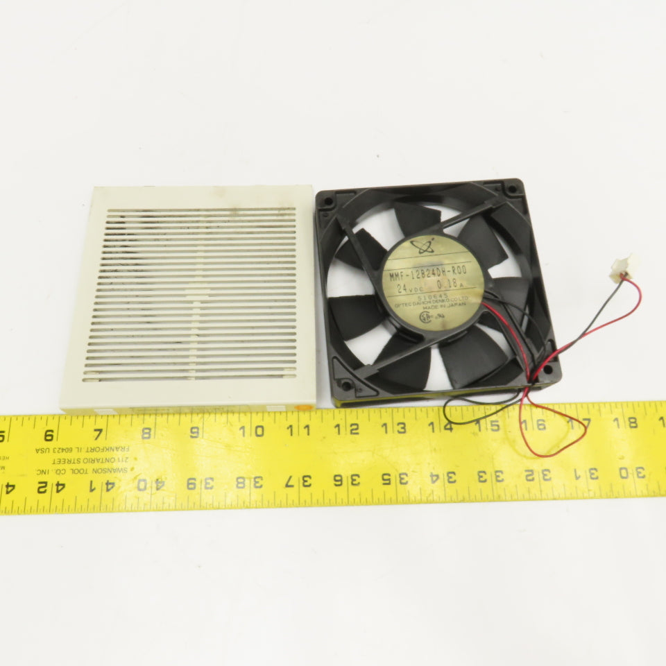 Optec Dai Ichi MMF-12B24DH-R00 24VDC Cooling Fan & Cover From Mitsubishi QX PLC