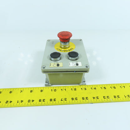 3-Button Operator Control Enclosure With E-Stop & 2-Push Buttons 600V
