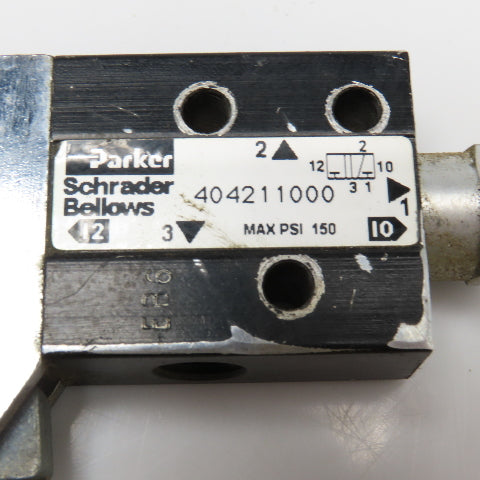 Parker 404211000 1/8" NPT Manual Air Control Valve 3/2 Position 150PSI