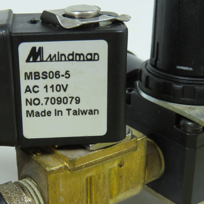 Mindman MAR200-8A MBS06-5 Pneumatic Pressure Regulator & Solenoid Assembly 110V