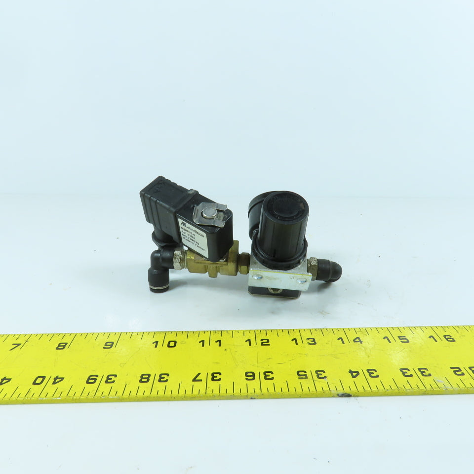 Mindman MAR200-8A MBS06-5 Pneumatic Pressure Regulator & Solenoid Assembly 110V