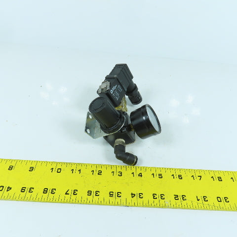 Mindman MAR200-8A MBS06-5 Pneumatic Pressure Regulator & Solenoid Assembly 110V