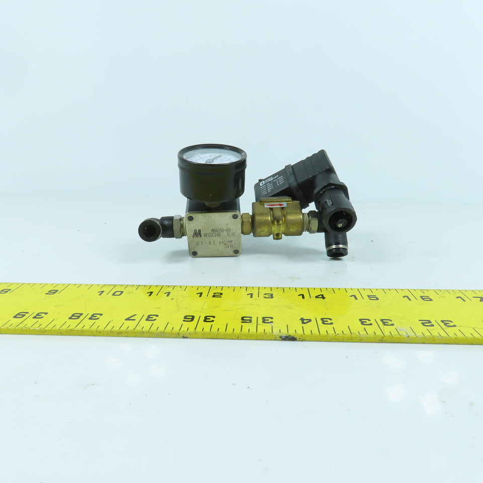 Mindman MAR200-8A MBS06-5 Pneumatic Pressure Regulator & Solenoid Assembly 110V