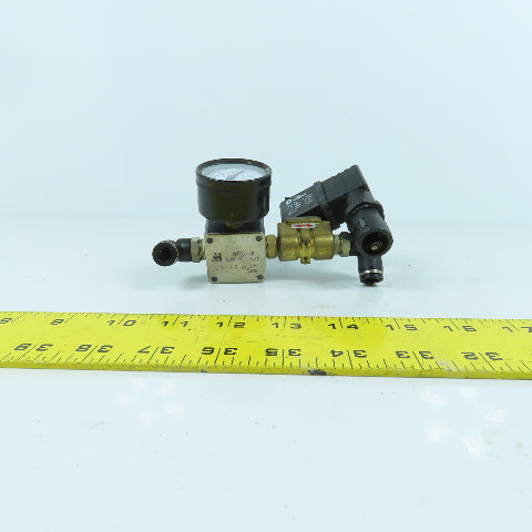 Mindman MAR200-8A MBS06-5 Pneumatic Pressure Regulator & Solenoid Assembly 110V