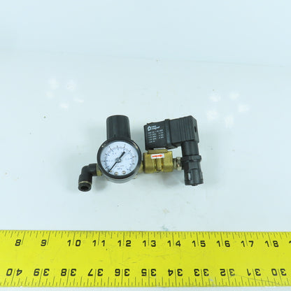 Mindman MAR200-8A MBS06-5 Pneumatic Pressure Regulator & Solenoid Assembly 110V