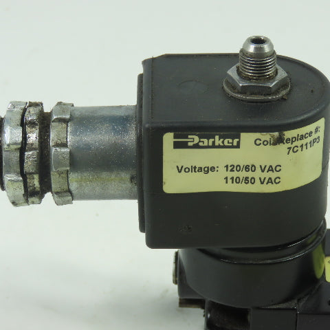 Parker 524011115B Pneumatic 3-Way 2-Pos. Solenoid Valve 150Psi 120VAC 1/4" NPT