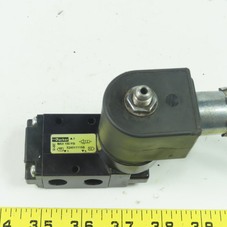 Parker 524011115B Pneumatic 3-Way 2-Pos. Solenoid Valve 150Psi 120VAC 1/4" NPT