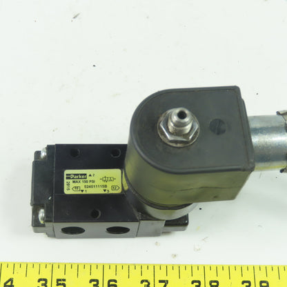 Parker 524011115B Pneumatic 3-Way 2-Pos. Solenoid Valve 150Psi 120VAC 1/4" NPT