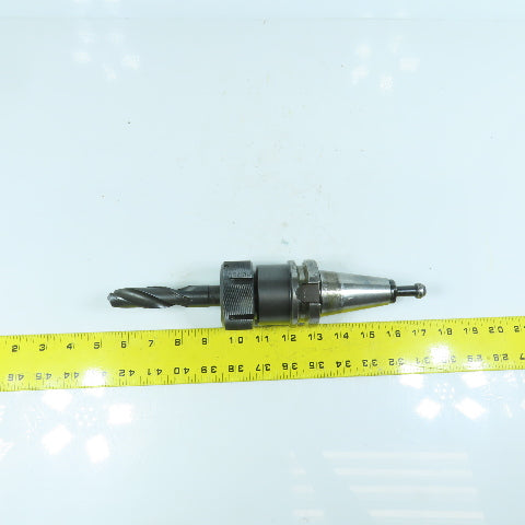 Lyndex BT 40 Collet Chuck Tool Holder 3-3/8" Projection W/ 13/16" Drill Bit