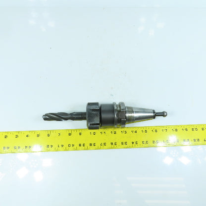 Lyndex BT 40 Collet Chuck Tool Holder 3-3/8" Projection W/ 13/16" Drill Bit