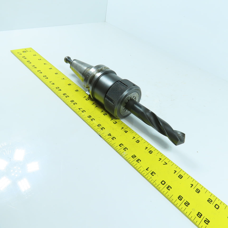 Lyndex BT 40 Collet Chuck Tool Holder 3-3/8" Projection W/ 13/16" Drill Bit