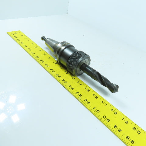 Lyndex BT 40 Collet Chuck Tool Holder 3-3/8" Projection W/ 13/16" Drill Bit
