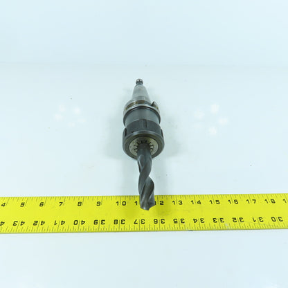 Lyndex BT 40 Collet Chuck Tool Holder 3-3/8" Projection W/ 13/16" Drill Bit