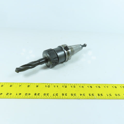 Lyndex BT 40 Collet Chuck Tool Holder 3-3/8" Projection W/ 13/16" Drill Bit