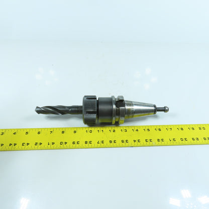 Lyndex BT 40 Collet Chuck Tool Holder 3-3/8" Projection W/ 13/16" Drill Bit