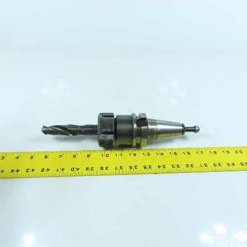 Lyndex BT 40 Collet Chuck Tool Holder 3-3/8" Projection W/ 13/16" Drill Bit