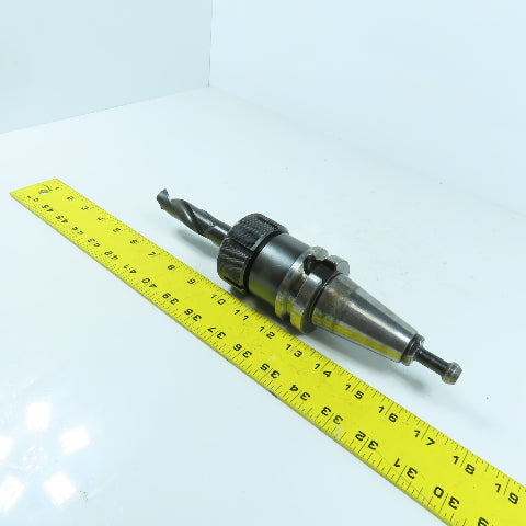 Lyndex BT 40 Collet Chuck Tool Holder 3-3/8" Projection W/ 13/16" Drill Bit