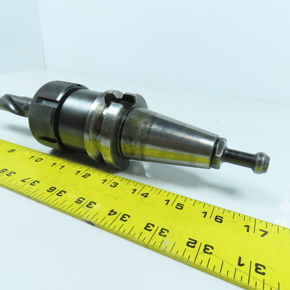 Lyndex BT 40 Collet Chuck Tool Holder 3-3/8" Projection W/ 13/16" Drill Bit