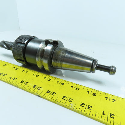 Lyndex BT 40 Collet Chuck Tool Holder 3-3/8" Projection W/ 13/16" Drill Bit