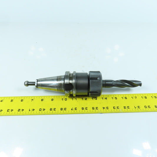 Lyndex BT 40 Collet Chuck Tool Holder 3-3/8" Projection W/ 13/16" Drill Bit