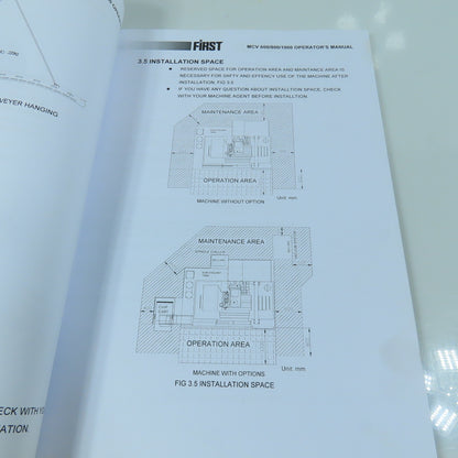 First MCV 600 / 800 / 1000 Vertical Machining Center Operator's Manual (Fanuc)