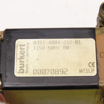 Burkert 0311-4004-212-B1 1/8" NPT Solenoid Operated Valve 115V 60Hz